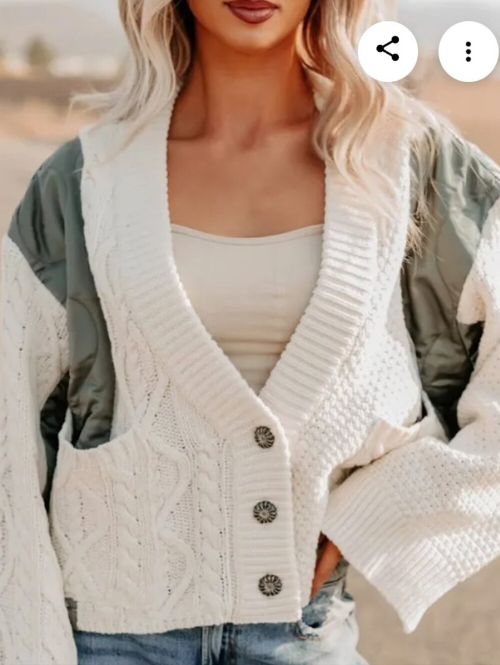 POL New Mixed Media Quilted Sweater